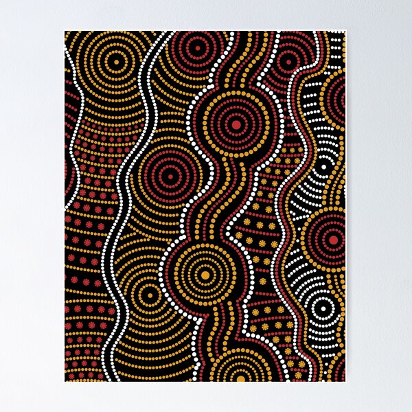 Item preview, Aboriginal Dot Painting Waterhole Red And Yellow designed and sold by AboriginalartVI.