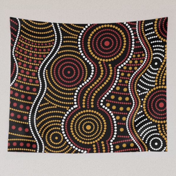 Item preview, Aboriginal Dot Painting Waterhole Red And Yellow designed and sold by AboriginalartVI.