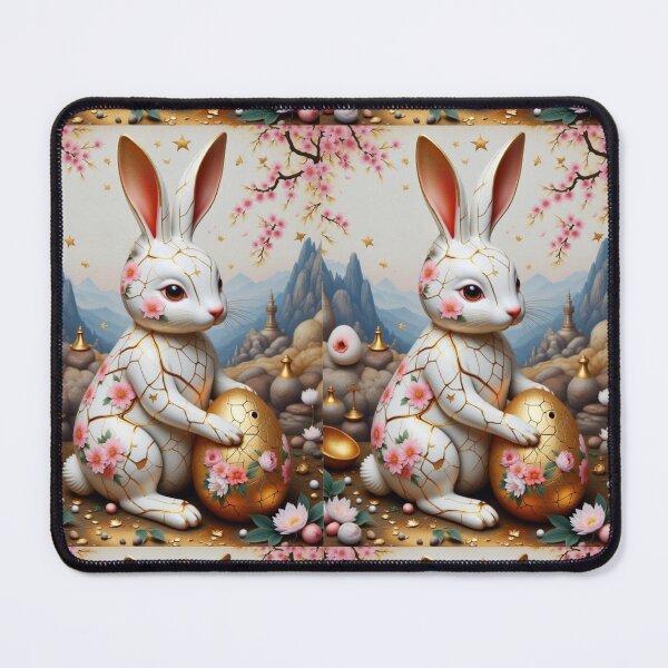 Artikelvorschau, Osterhase aus Porzellan mit Eiern, Osterdeko, Tier-Wanddeko, Kinderzimmerdekoration, Oster-Bastelideen entworfen und verkauft von Coolparrotgirl.