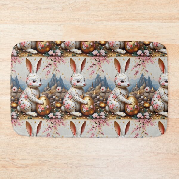 Item preview, Porcelain Easter bunny with eggs,  Easter art, animal wall art, nursery decoration, Easter DIY designed and sold by Coolparrotgirl.
