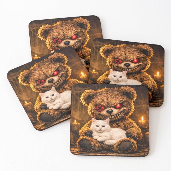 Item preview, #1 Evil Teddy Death Bear with his cute white cat  designed and sold by Gunnar Hermansen.