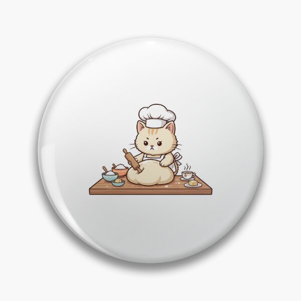 Item preview, Kawaii Pastry Chef Cat Kneading Dough designed and sold by mkilpt.