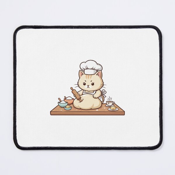 Item preview, Kawaii Pastry Chef Cat Kneading Dough designed and sold by mkilpt.
