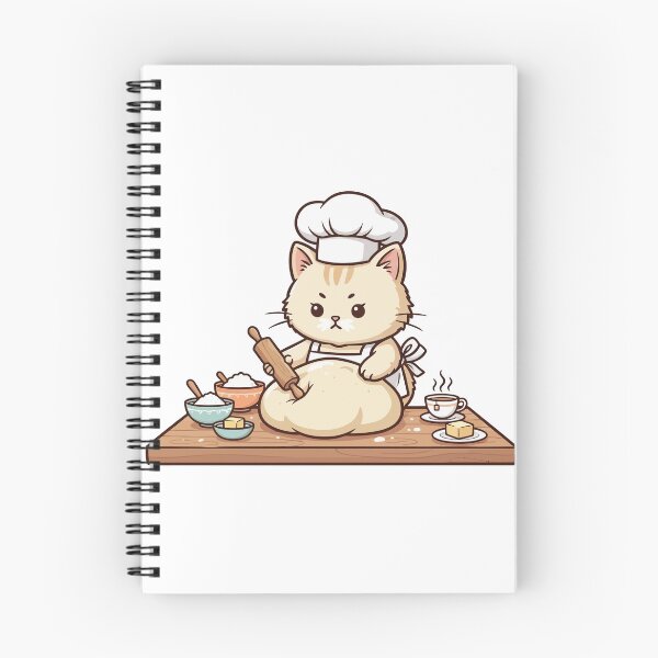 Item preview, Kawaii Pastry Chef Cat Kneading Dough designed and sold by mkilpt.