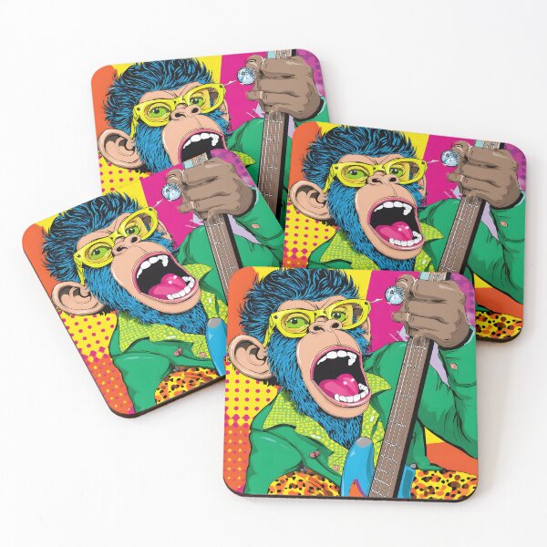 Item preview, Colorful Monkey Playing Guitar in Pop Art Style designed and sold by Artessie.