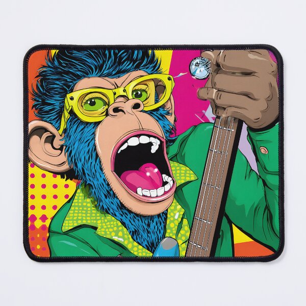 Item preview, Colorful Monkey Playing Guitar in Pop Art Style designed and sold by Artessie.