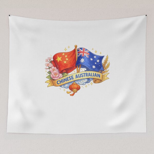 Item preview, Chinese Australian Heritage Flags Cherry Blossom Lantern designed and sold by Aryabek.