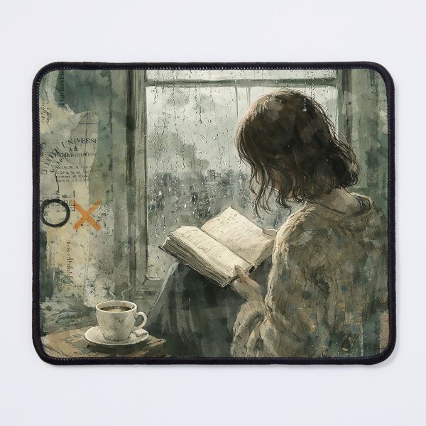 Item preview, Rainy Window Reading Girl Poster – Cozy Aesthetic Wall Art, Dark Academia Book Lover Decor, Vintage Mixed Media Collage Art Print designed and sold by art2print.