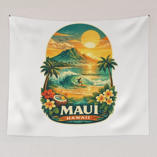 Item preview, Maui Hawaii Surfing Sunset Haleakala Coast designed and sold by Places On Earth.