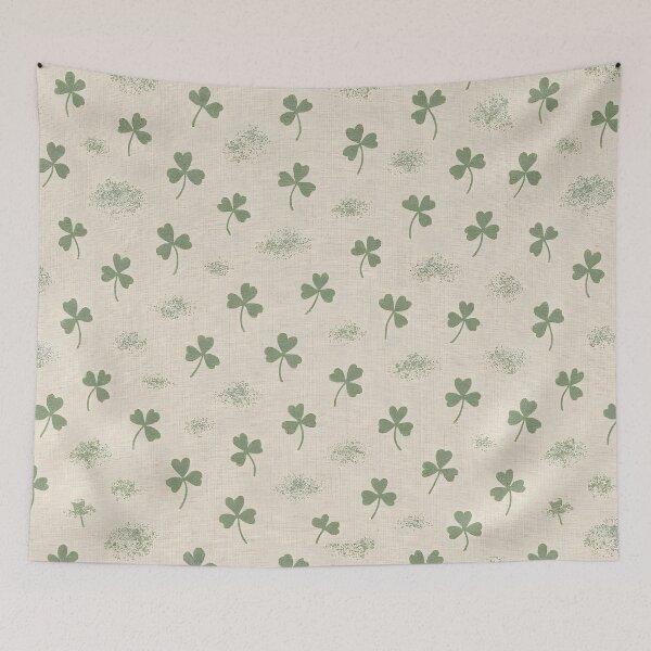 Item preview, Coastal Irish Linen Shamrock Pattern - St. Patrick's Day Green Clover on Natural Texture designed and sold by Amplify-n-Co.