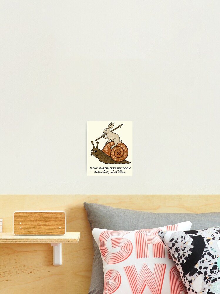 Thumbnail 2 of 3, Photographic Print, Medieval Rabbit: Snail Rider designed and sold by ebrawne.