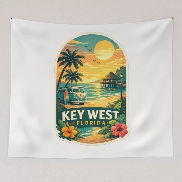 Item preview, Key West Florida Sunset Beach Van Palm Trees designed and sold by Places On Earth.