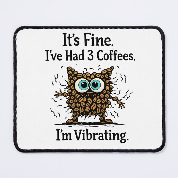 Item preview, It’s Fine I’ve Had 3 Coffees I’m Vibrating – Funny Coffee Monster Design designed and sold by ArcadiaSilence.