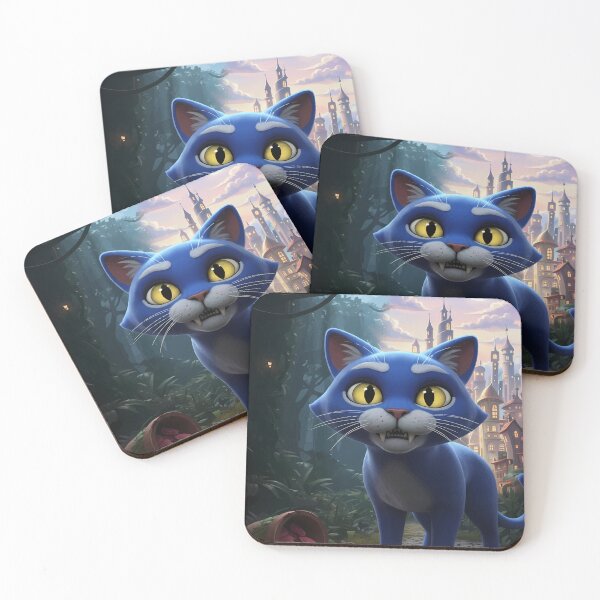 Item preview, Blue Cartoon Cat in Fantasy Setting designed and sold by Bensoncreatives.