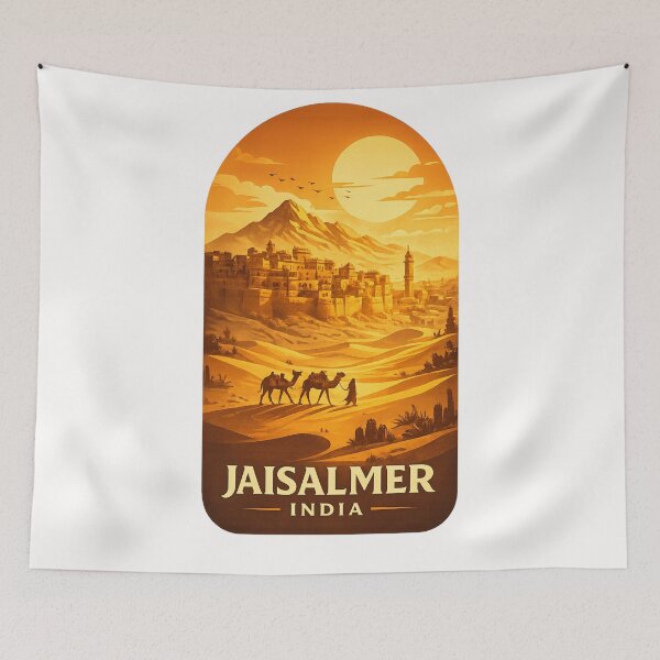 Item preview, Jaisalmer India Thar Desert Camel Caravan Sunset designed and sold by Places On Earth.