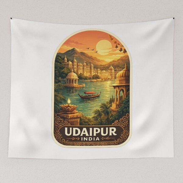 Item preview, Udaipur India Lake Palace Aravalli Sunset designed and sold by Places On Earth.
