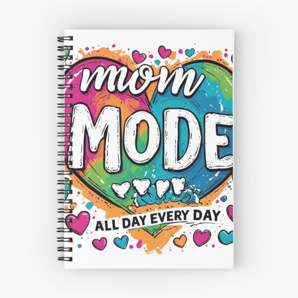 Item preview, "Mom Mode All Day Every Day" – Vibrant Rainbow Heart Illustration designed and sold by sanorastyle.