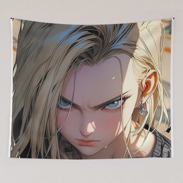 Item preview, Fierce Blonde Anime Girl with Tattoos – Urban Streetwear Aesthetic Art designed and sold by Dyan4.