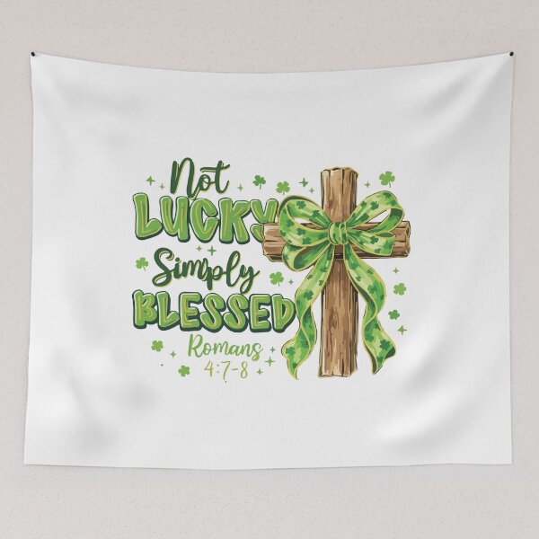 Item preview, Not Lucky Simply Blessed Romans 4:7-8 Christian St Patrick’s Day designed and sold by kiralynstration.