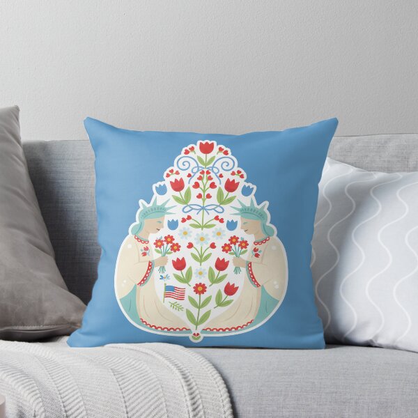 Item preview, Flower Patterned Statue of Liberty Art Print – Scandinavian Folk Art by heidiannemorris © designed and sold by FOLK ART FUSION.