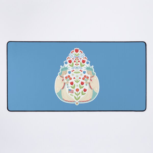 Item preview, Flower Patterned Statue of Liberty Art Print – Scandinavian Folk Art by heidiannemorris © designed and sold by FOLK ART FUSION.