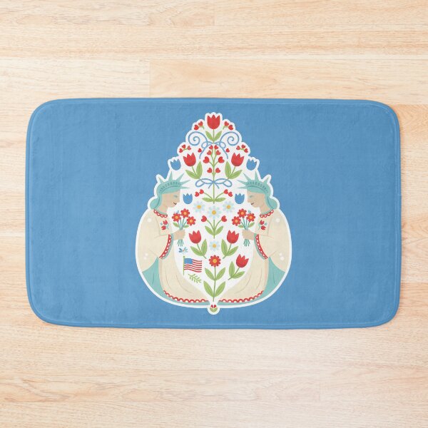 Item preview, Flower Patterned Statue of Liberty Art Print – Scandinavian Folk Art by heidiannemorris © designed and sold by FOLK ART FUSION by heidiannemorris.
