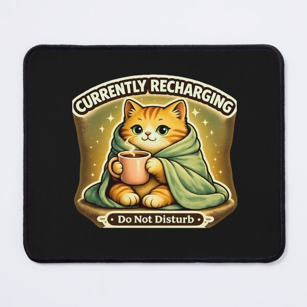 Item preview, Currently Recharging Cat – Cozy Introvert Coffee Mood Aesthetic Design designed and sold by AdicretorDesign.