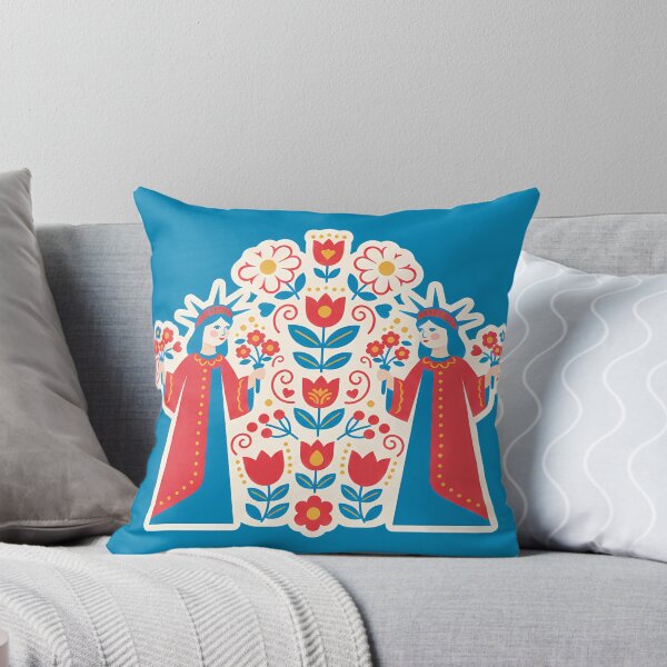 Item preview, Flower Patterned Liberty Lady Illustration – Scandinavian Folk Art by heidiannemorris © designed and sold by FOLK ART FUSION.