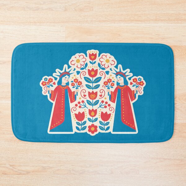 Item preview, Flower Patterned Liberty Lady Illustration – Scandinavian Folk Art by heidiannemorris © designed and sold by FOLK ART FUSION by heidiannemorris.