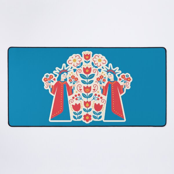 Item preview, Flower Patterned Liberty Lady Illustration – Scandinavian Folk Art by heidiannemorris © designed and sold by FOLK ART FUSION.