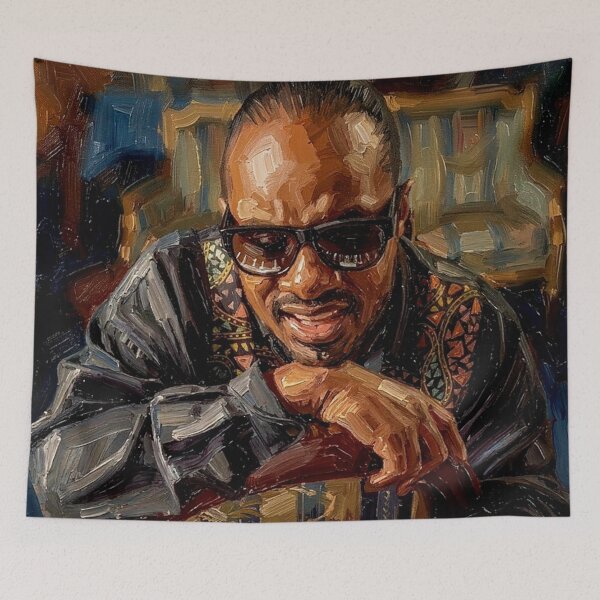 Item preview, The Music Master: Stevie Wonder Soulful Piano Impasto Portrait designed and sold by Art's Diner.