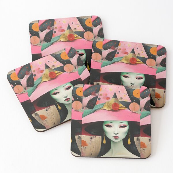 Item preview, Surreal woman in hat,  Geisha abstract designed and sold by Coolparrotgirl.
