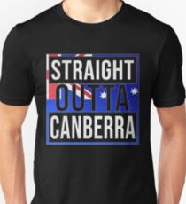 Straight Outta Canberra Retro Style - Gift For An Australian From Canberra in Australian Capital Territory , Design Has The Australia Flag Embedded Unisex T-Shirt