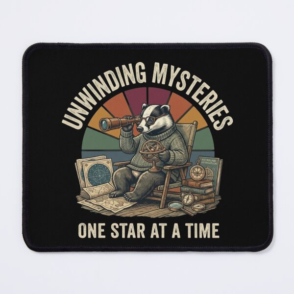 Item preview, Unwinding Mysteries – Whimsical Badger Astronomer designed and sold by Dogandesighn.