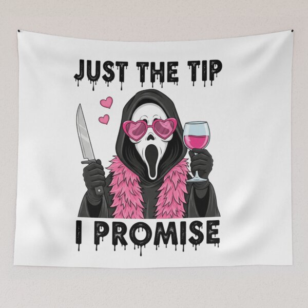 Item preview, Sassy Ghostface Just The Tip I Promise Pink Horror Valentine Slasher Parody designed and sold by Daisy Grimes.