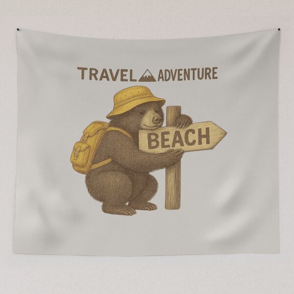 Item preview, Cute kawaii bear with backpack – travel adventure designed and sold by Aloloco.