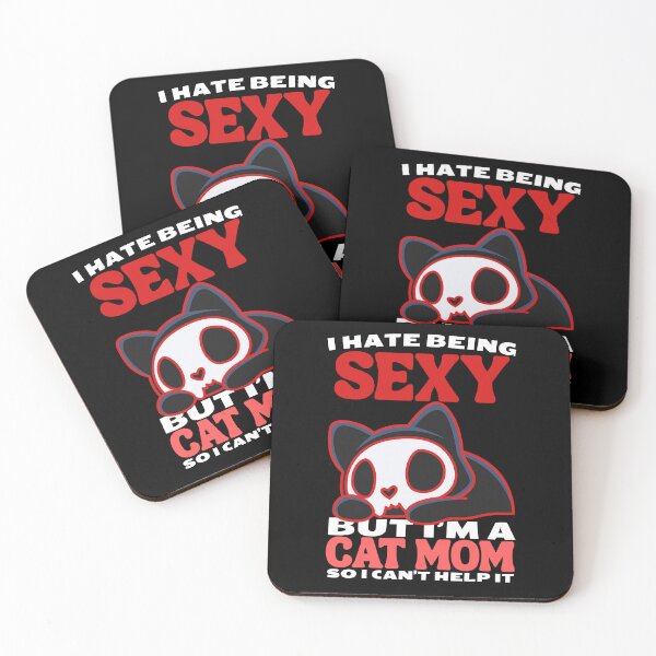 Item preview, i hate being sexy but i'm a cat mom so i can't help it in red cat Classic Funny T-Shirt designed and sold by OldSkullDesigns.