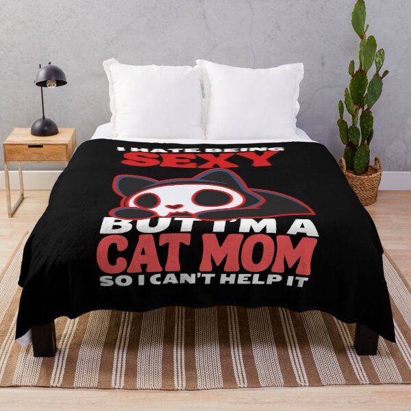 Item preview, i hate being sexy but i'm a cat mom so i can't help it in red cat Classic Funny T-Shirt designed and sold by OldSkullDesigns.