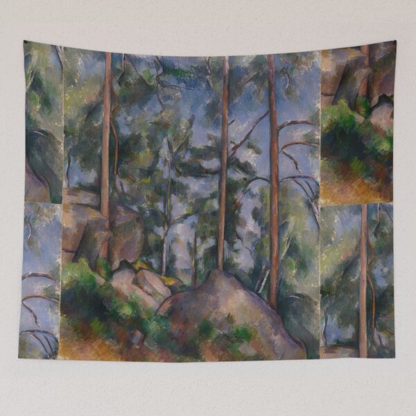 Item preview, Pines and Rocks by Paul Cézanne: Post Impressionist Landscape Wall Art Print designed and sold by artofuniverse.