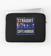 Straight Outta Coffs Harbour Retro Style - Gift For An Australian From Coffs Harbour in New South Wales , Design Has The Australia Flag Embedded Laptop Sleeve