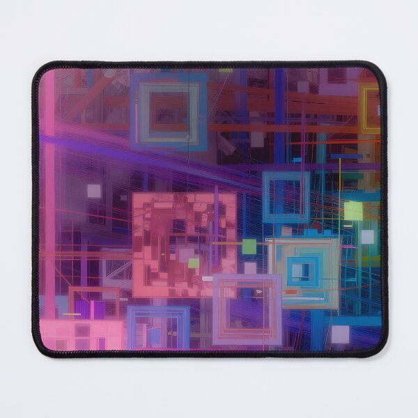 Item preview, Vibrant Abstract Geometric Network of Interconnected Squares and Lines in Neon Colors designed and sold by SparroCreative.