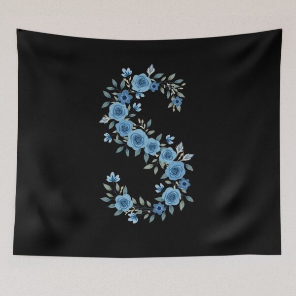 Item preview, Blue Floral 'S' Letter Design | Little blue flowers designed and sold by HattrickFashion.