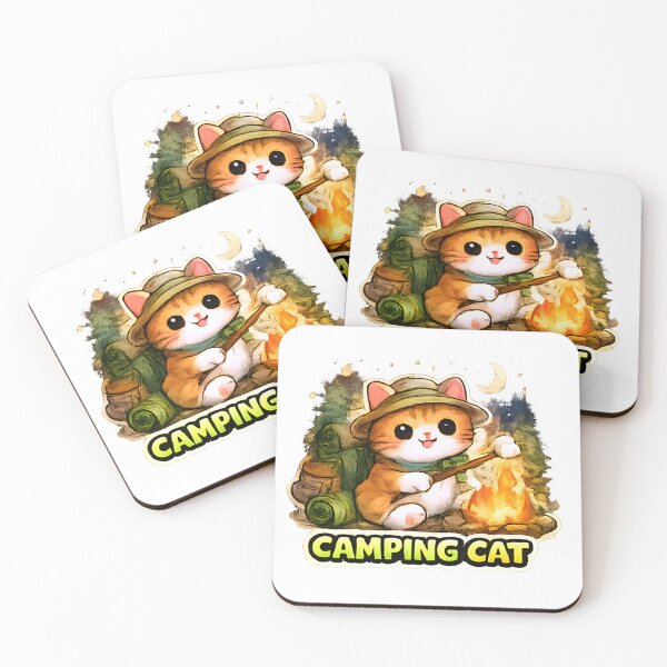 Item preview, Kawaii Cute Camping Cat designed and sold by VictorySticker.