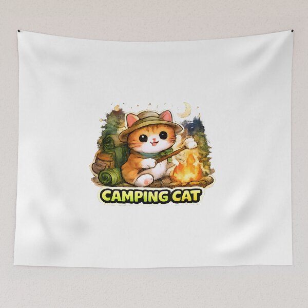 Item preview, Kawaii Cute Camping Cat designed and sold by VictorySticker.