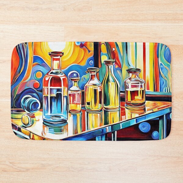 Artikelvorschau, Glasflaschen auf reflektierendem Tisch entworfen und verkauft von George Hutton Hunter.