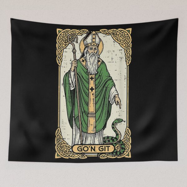Item preview, Funny Saint Patrick Go'n Git Snake Banishing Irish Catholic Priest Humorous Art designed and sold by Chaya Reid.