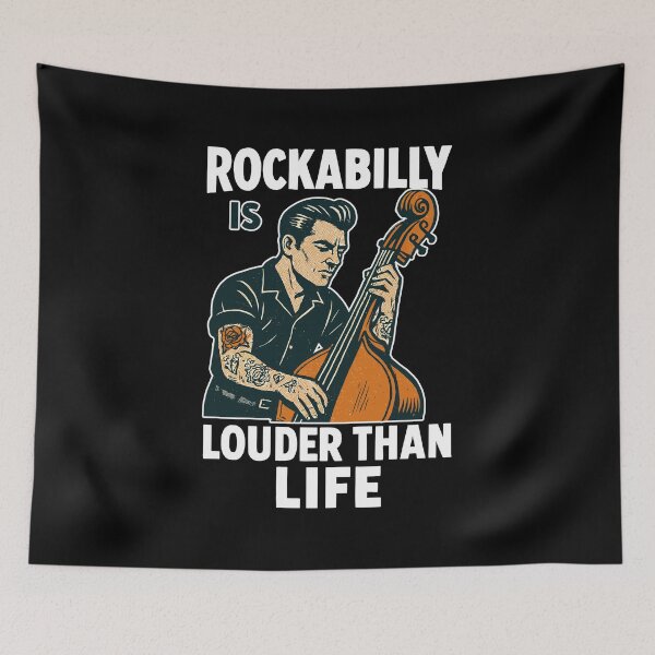 Item preview, Rockabilly Bassist: Louder Than Life Retro Design designed and sold by Pineapple-Tree.