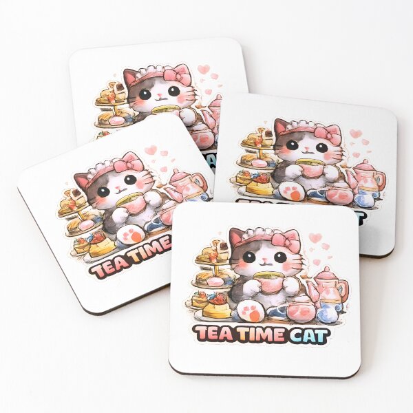 Item preview, Kawaii Cute Tea Cat designed and sold by VictorySticker.