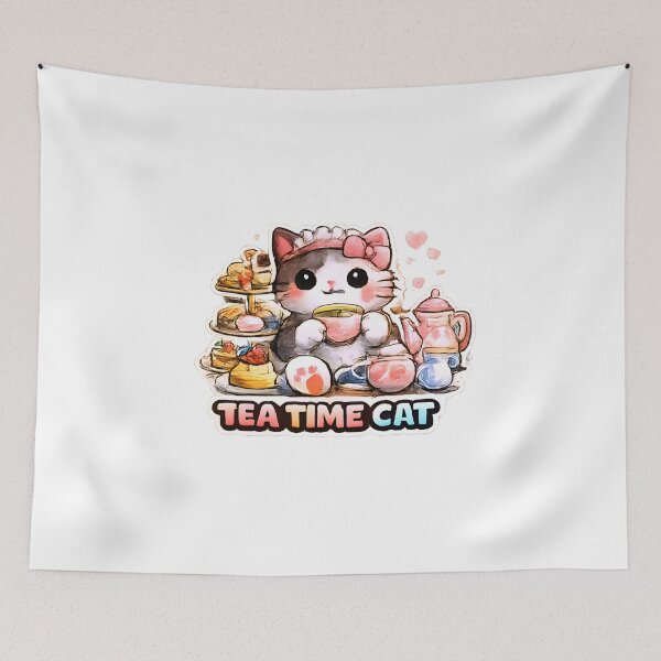 Item preview, Kawaii Cute Tea Cat designed and sold by VictorySticker.