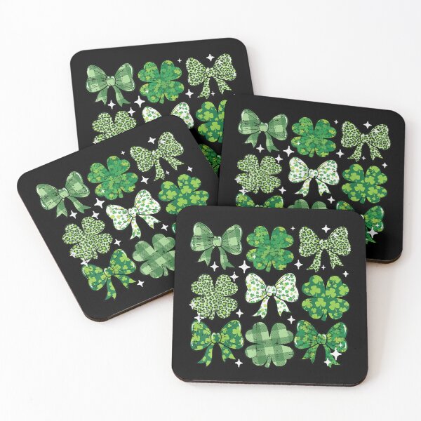 Item preview, Coquette Aesthetic St Patricks Day Shamrocks Bows Leopard Print Plaid Irish Pattern designed and sold by Chaya Reid.